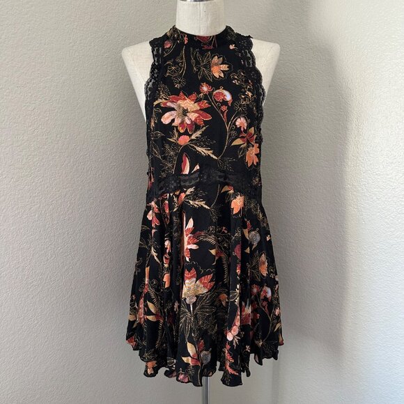 FP Intimately She Moves Slip Mini Dress Lace Sleeveless Boho Floral Print XS - Picture 3 of 7
